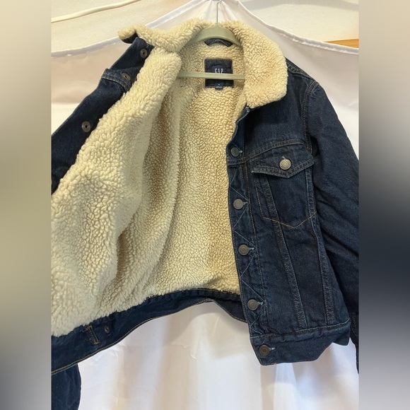 GAP Blue and Cream Jean Jacket with Sherpa Lining - Picture 2 of 10